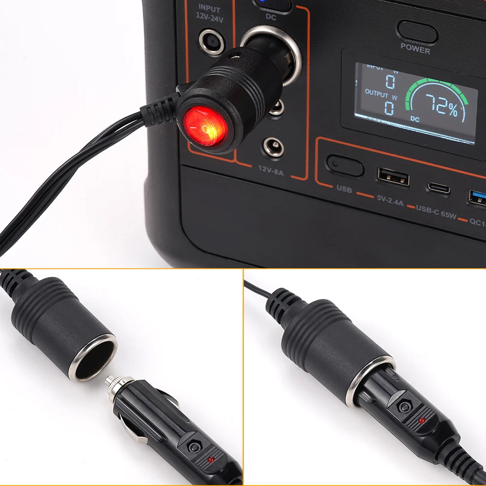 Cigarette Lighter Splitter Universal Adapter On Off Switch Car Cigarette Lighter 1 Male To 2 Female Sockets Y Splitter