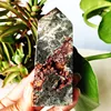Natural Agate Crystal Tower Stone Wand Point  Room Decoration Agate and Pyrite Mineral Symbiont Ornaments Reiki Healing Crystals 4