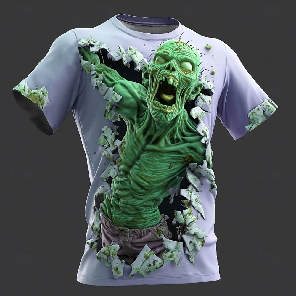 3D Druck Sport Quick-dry Atmungsaktive Männer T-shirt Outdoor Straße Casual Mode Scary Schädel Gothic Hip-hop Kurzhülse kleidung – Detail 13