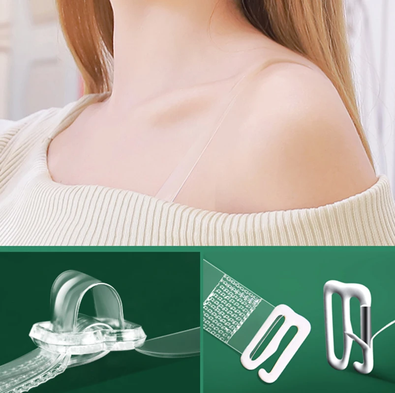 10Pairs Women Transparent Bra Strap Silicone Bra Accessories Shoulder Strap  Adjustable Metal Hook Transparent Invisible Straps - AliExpress