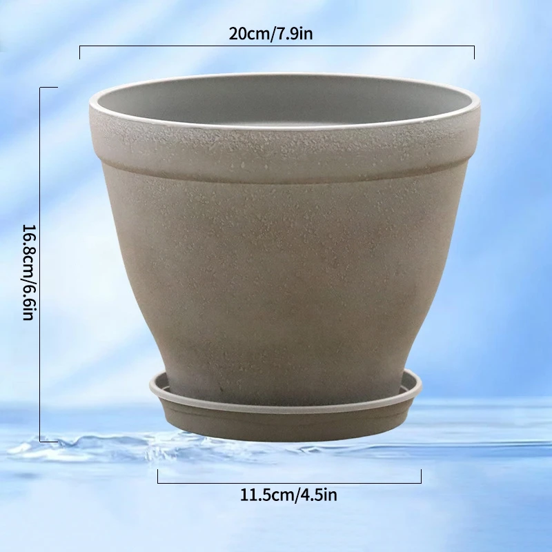 6 Pezzi Vaso per Giardino, Con Vassoio in Plastica Bonsai Piante Vaso