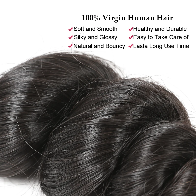 Human Hair Weaves for Women Addbeauty Loose Wave Virgin Human Hair Bundles 100% Unproccessed Raw Virgin Hair Extension Natural - 4