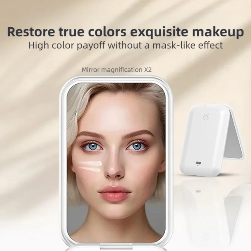 TINSOL UV 스마트 자외선 차단제 테스트 거울(HD 카메라 및 보조 조명 포함) 자외선 차단제 테스트용 2배 확대 여행용 거울
