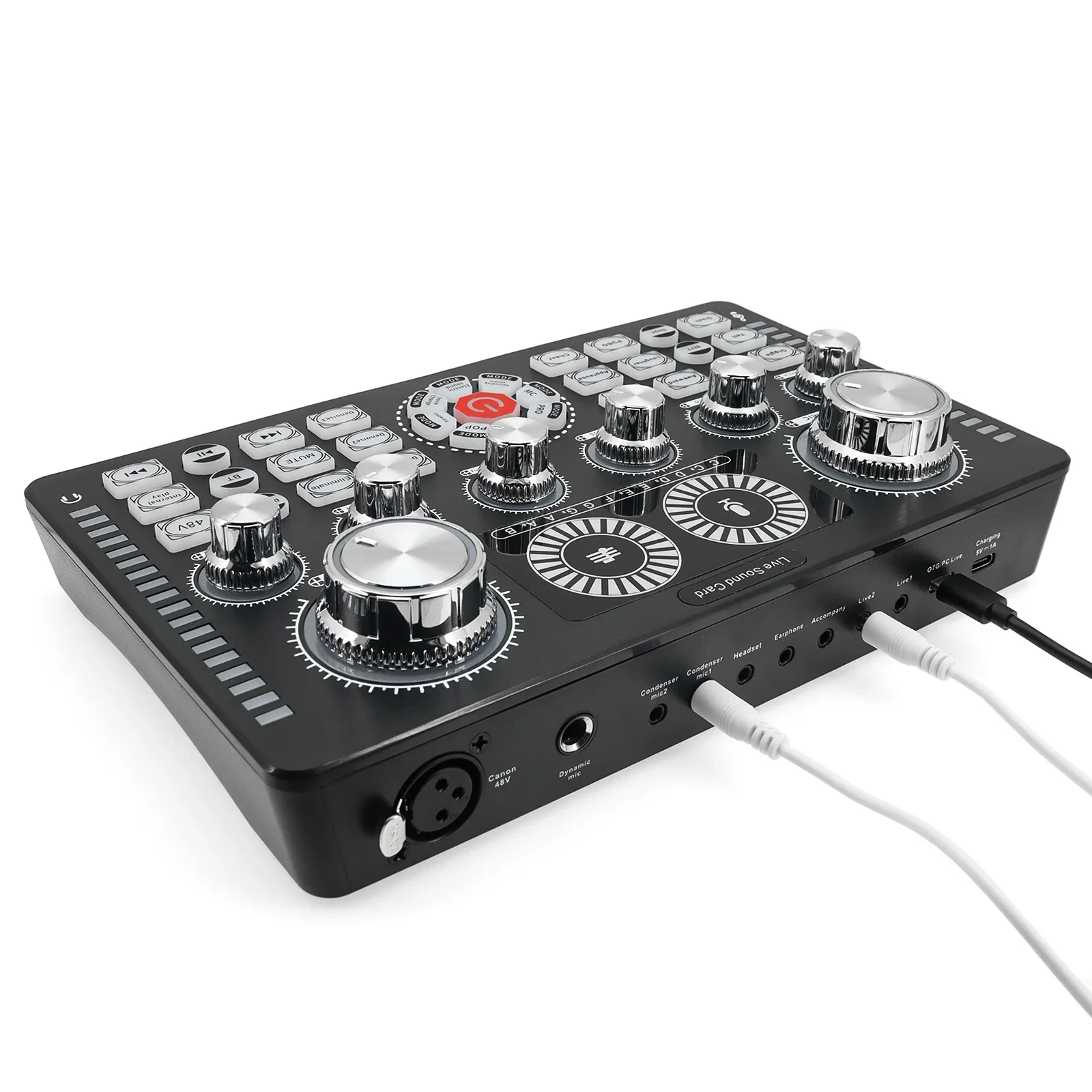 Q7 48V Phantom Portable Audio Mixer USB External Sound Card For Karaoke Podcast
