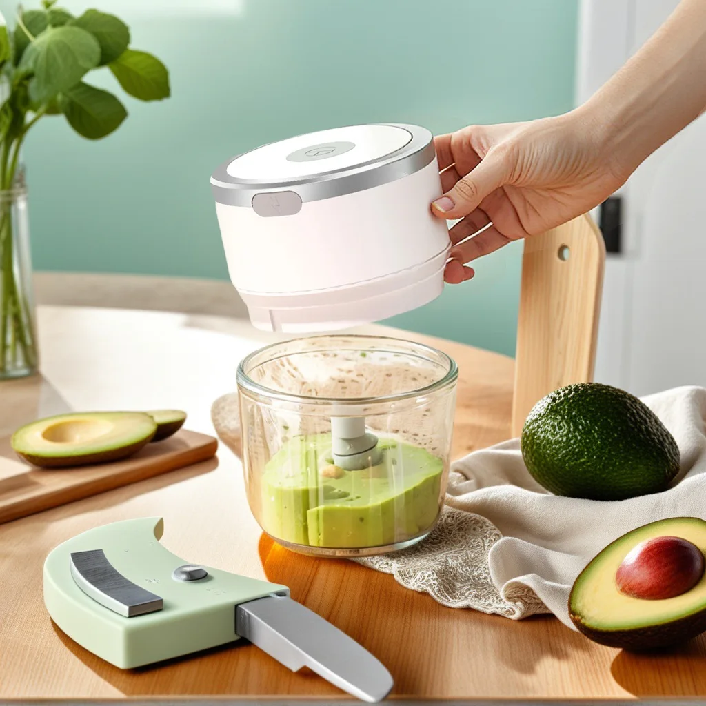 250ml Mini Garlic Chopper, Portable Food Processor, Cordless Meat Grinder, Multi-Purpose Crusher For Vegetable, Garlic, Ginger, 5