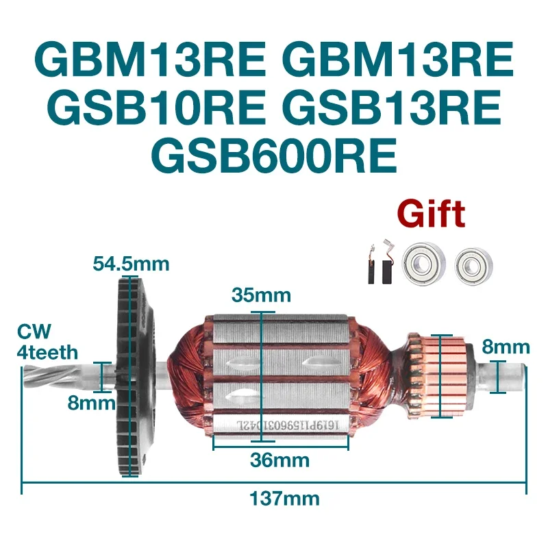 AC220-240V Armature for Bosch GBM13RE GBM13RE GSB10RE GSB13RE GSB600RE Impact Drill Rotor Anchor Replacement Accessories gsb550 gsb16 gsb16re rotor accessories for bosch impact drill hand drill hammer armature rotor anchor stator coil replacement