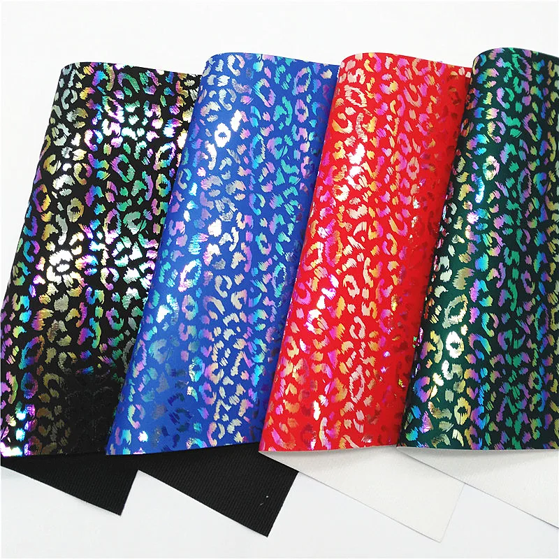 Description Picture 3 of itemIridescent Leopard Faux Leather Sheets Pastel Colors Leopard Synthetic Leather Fabric Handmade Craft For Bows DIY 21x29CM Q1424