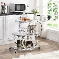 Home Bar Serving Carts 3 Tier Kitchen Carts on Wheels Mobile Bar Carts for Home Kitchen Dining Room Living Room Party, Chrome 2