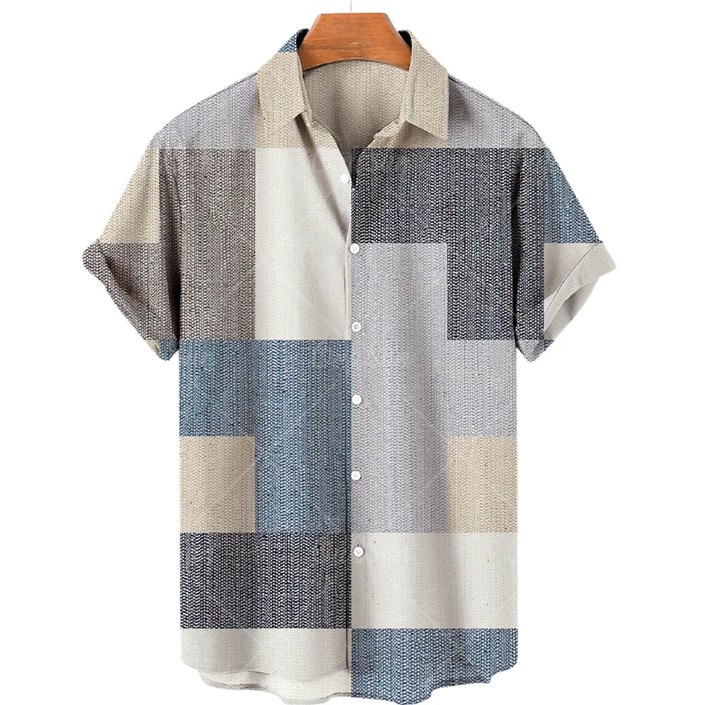 New-Summer-Men-s-Casual-Striped-Shirts-Short-Sleeve-Tops-Lapel-Harajuku ...