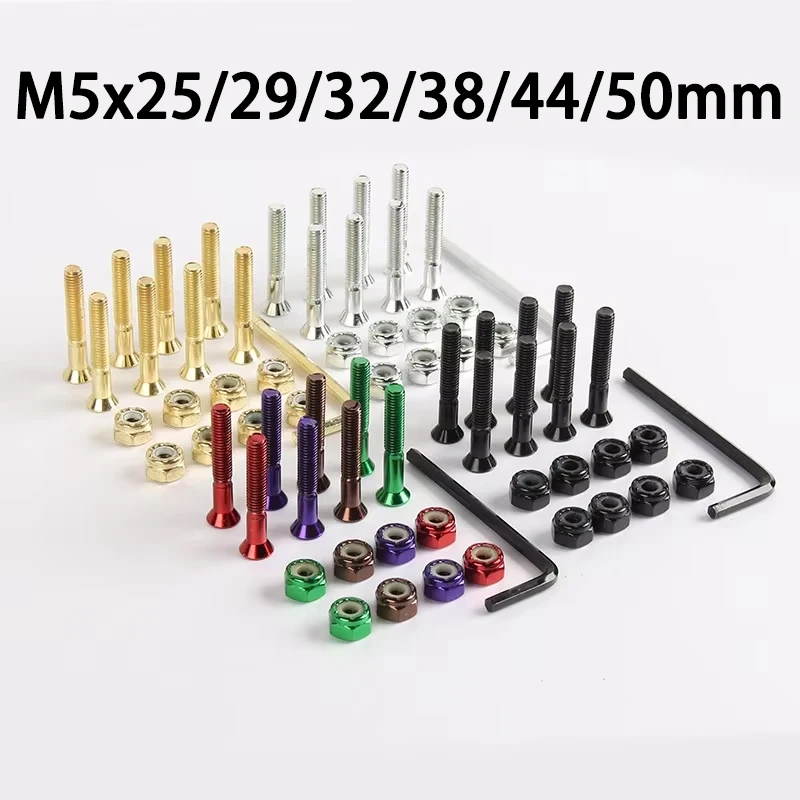 Skateboard Trucks Screws M5x25/29/32/38/44/50mm Mounting Bolts Anti-rust Durable Bridge Nails Nuts Skateboard Truck Wheel Repair