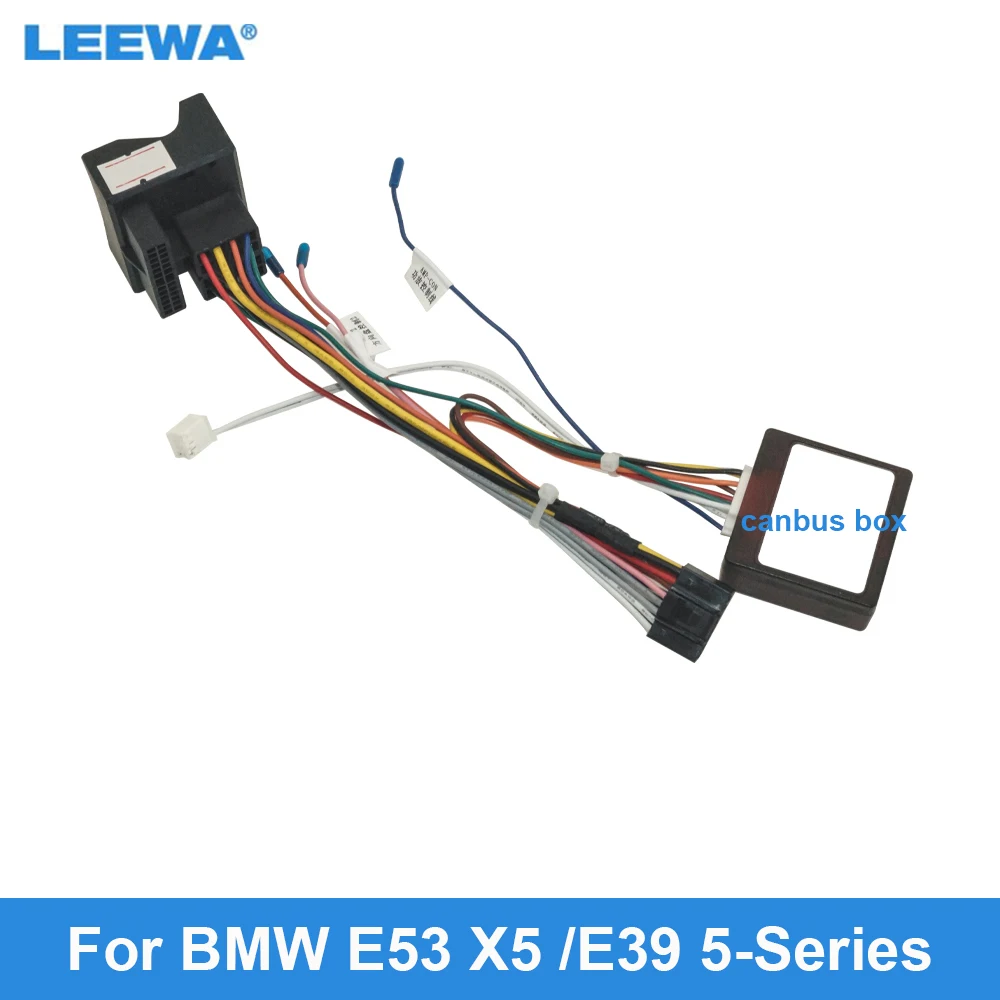 

LEEWA Car Audio 16pin Wiring Harness Wire cable BMW E53 X5 (01-05)/BMW E39 5-Series (01-04) Stereo Installation Wire Adapter