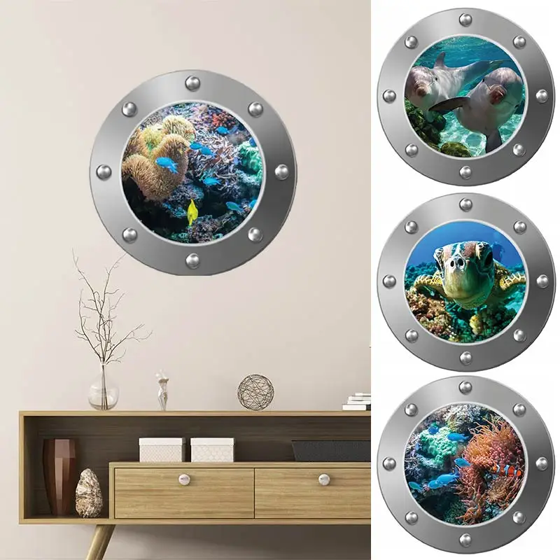 M410 Sea life Shark Fish Submarine Window Wall Stickers Refrigerator Bathroom Home Decoration Mural Art Animal Decals wall stickers
