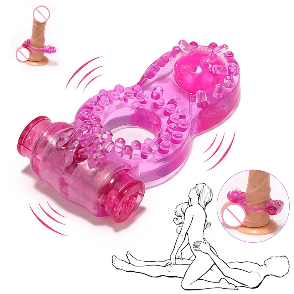 Vibrating Penis Ring Cock Ring Vibrator Strong Penis Erect Penis Ring Crystal Butterfly Vibrating Rings Enhance Sex Ability Product Sex Toys For Men
