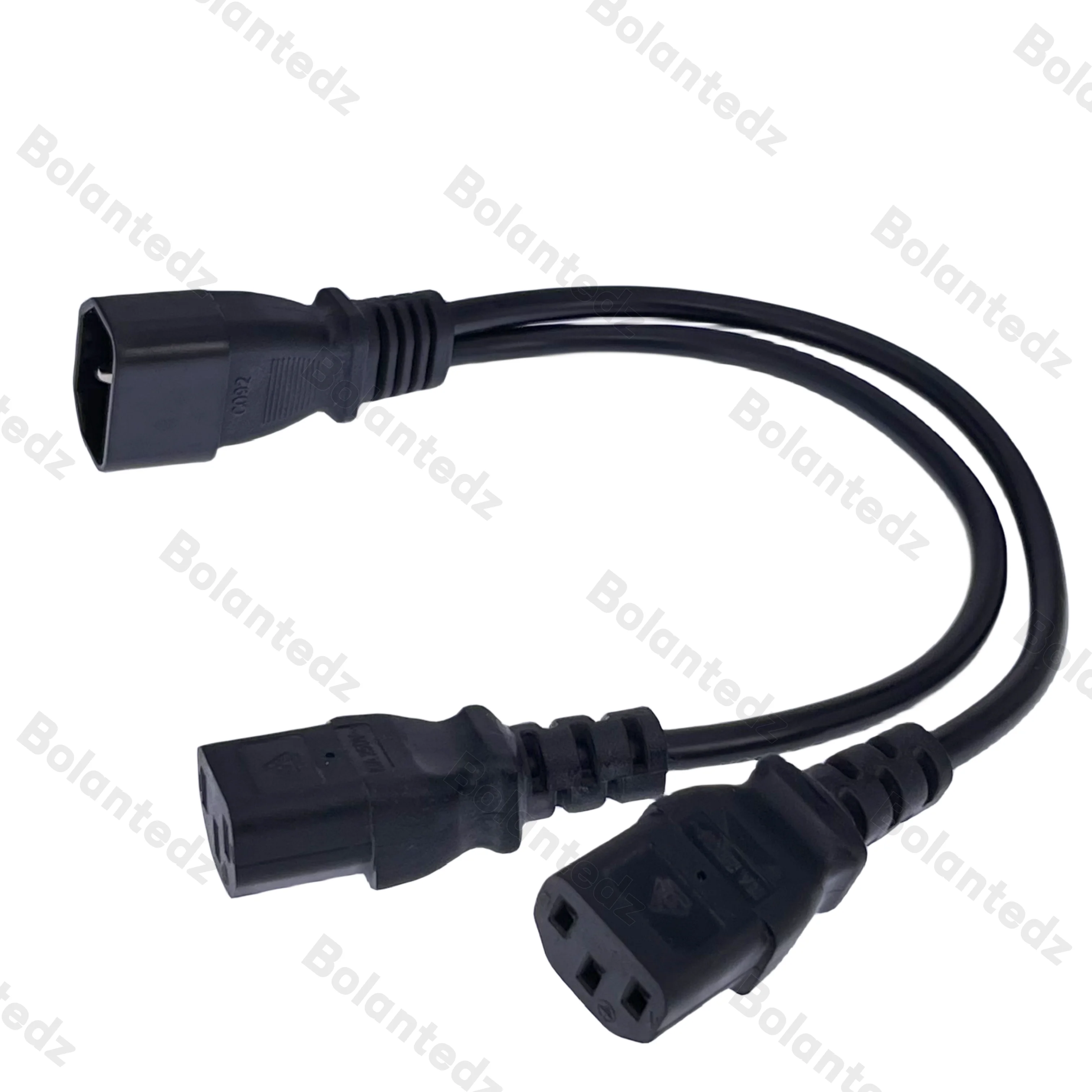 30CM Power Y Type Splitter Adapter Cable Single IEC 320 C14 Male to Dual C13 Female Short Cord for Computer host display - 2