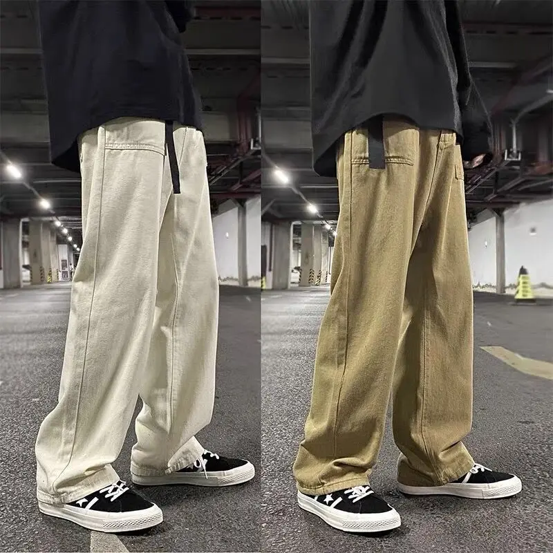 2024 Spring New Baggy Pants Japanese Korean Trendy Vintage Straight-leg Casual Cargo Pants Hip Hop Streetwear Men Clothing Y2k