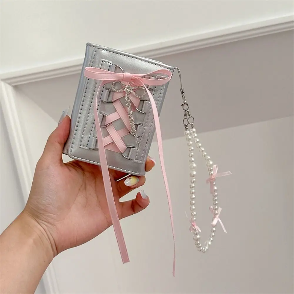 Casual New Y2k Silver Sweet Wallets Strap-on Designer Original Short Coin Purse Korean Style Ballet Style Pouch Women Girl 5