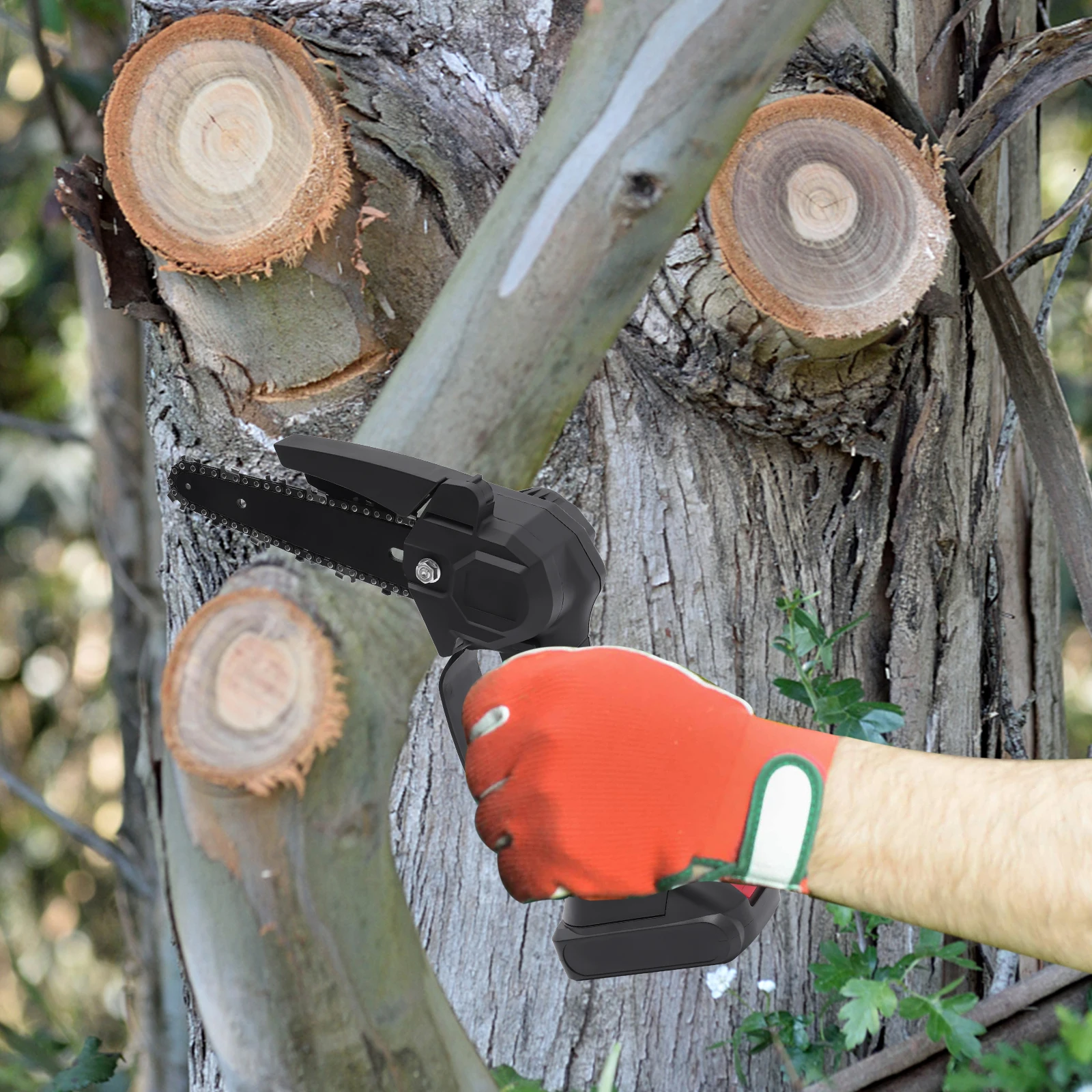 21V Electric Chainsaw Pruner Pole Saw Long Chainsaw Telescopic Extendable Cutter