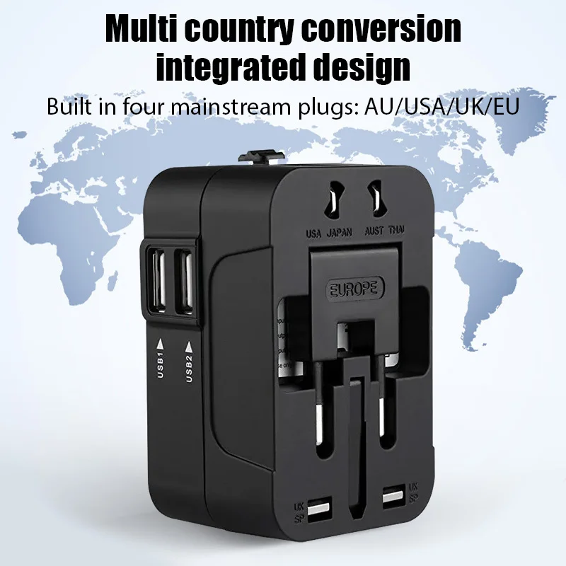 2-Pack EU To US Plug Adapter - Europe Travel Power Converter For US Electronics
