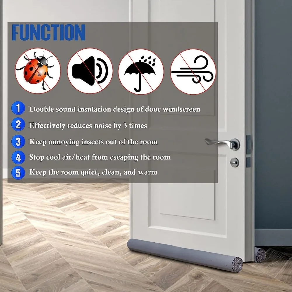 Door seal strip Flexible Door Gap Bottom Seam Sealing Bathroom Door Seal Sound Proof Dust Strip Waterproof Guard Sealer Stopper Double Stick