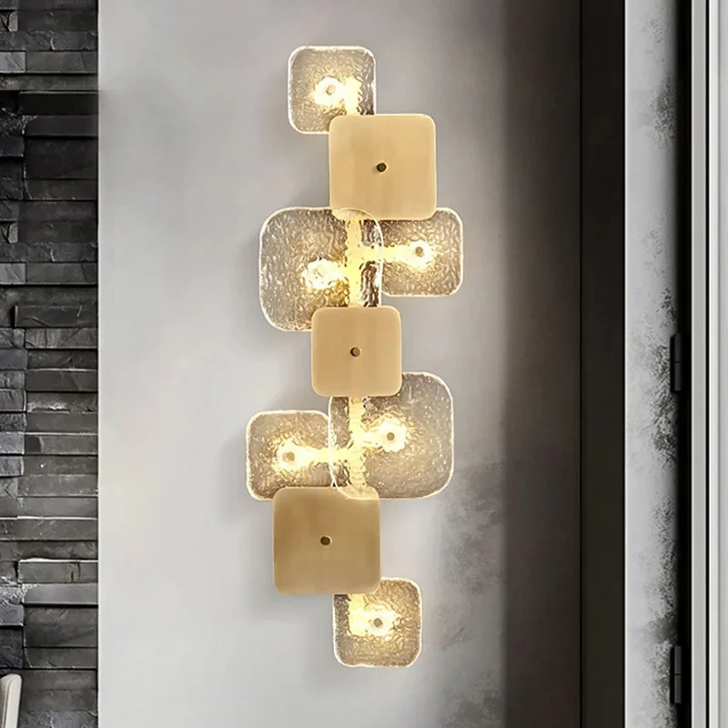 

Minimalist postmodern luxury living room copper square wall lamp bedroom bedside background hotel villa indoor lighting YX943TB