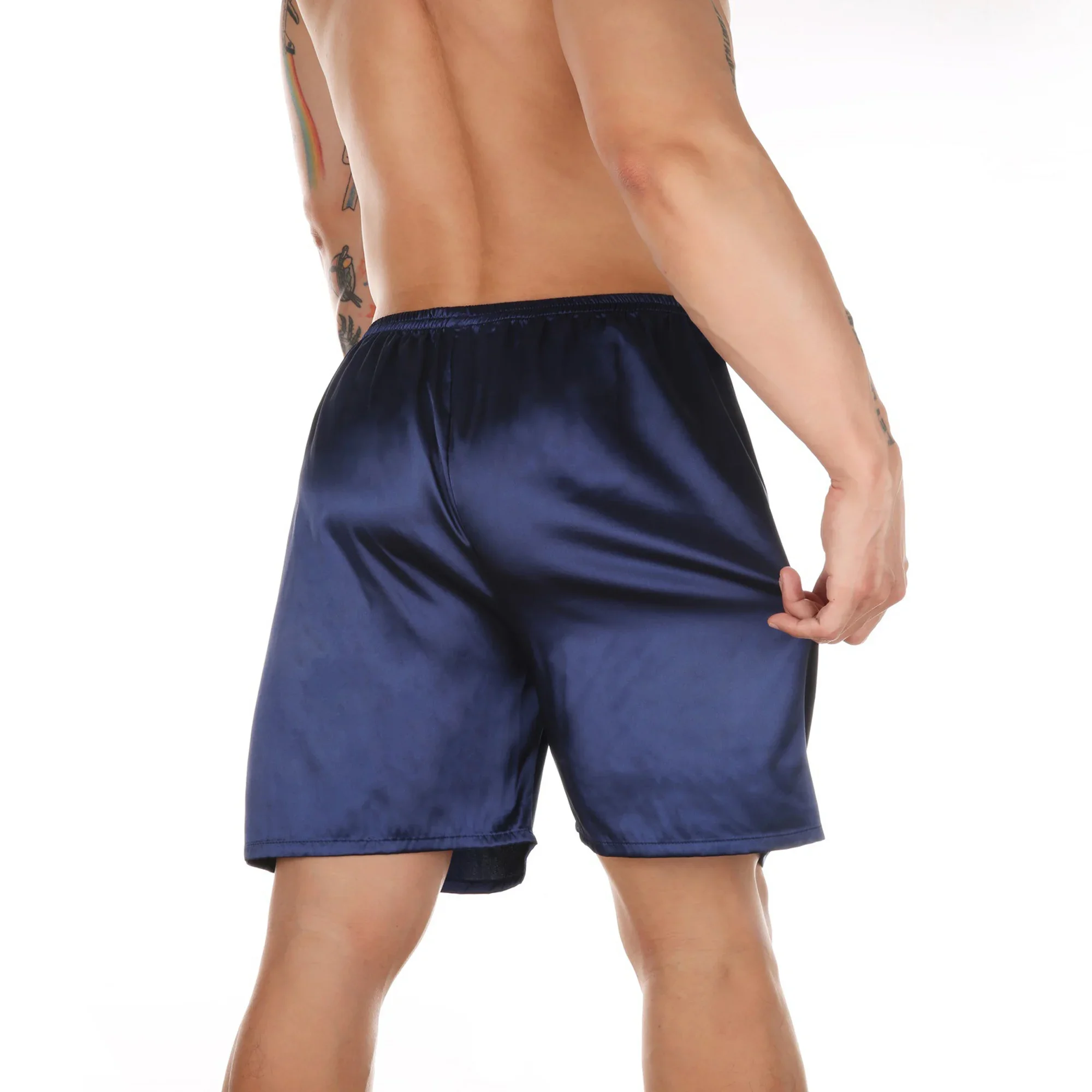 YUFEIDA Men Sexy Sleep Bottoms Silk Satin Pajamas Shorts Soft Silky Boxers Shorts Home Underwear Lounge Shorts Nightwear Panties