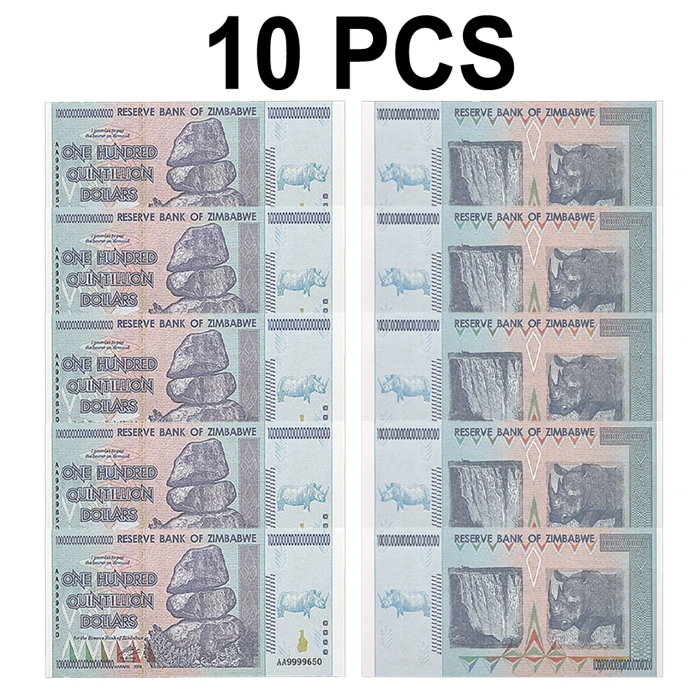 Zimbabwe One Hundred Quintillion Paper banknote 10pcs with serial number for gifts commemorative banknotes