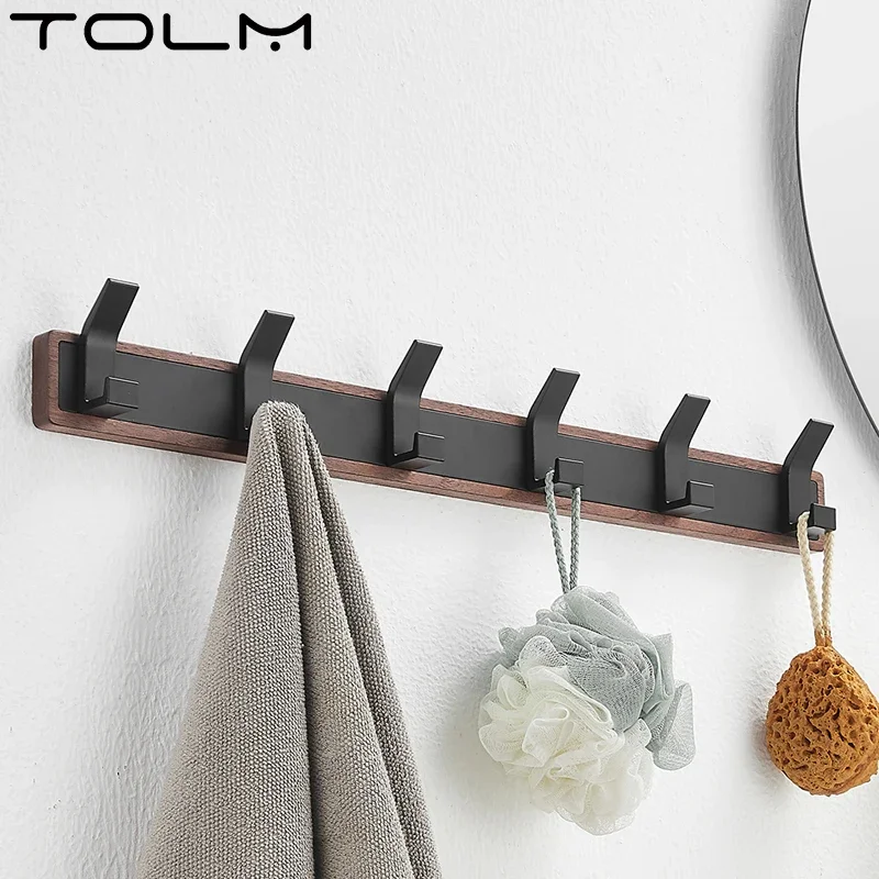 Walnut Coat Wall Hook Wall Hanging Coat Rack for Bathroom
