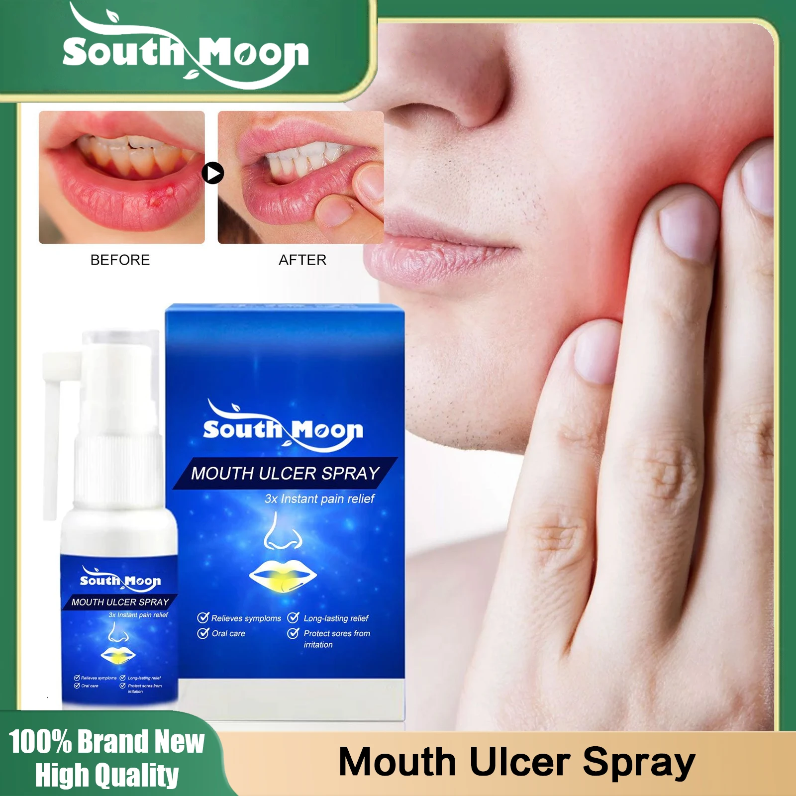 

Mouth Ulcer Spray Treatment Canker Sore Gum Pain Swelling Relieve Toothache Improve Bad Breath Herbal Oral Antibacterial Spray
