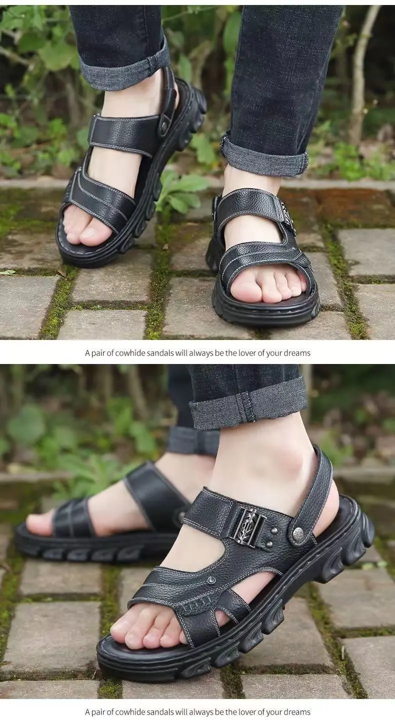 Herren-Sandalen mit 100 % weicher Sohle – wasserdichte, rutschfeste Sommer-Strandschuhe, dick gepolsterte Premium-Slides, langlebig und bequem – Detail 12
