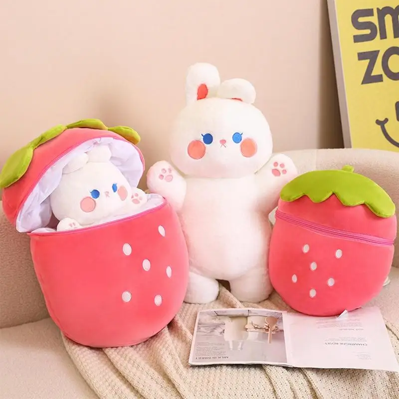 Reversible Carrot Strawberry Bunny Plush Doll With Zipper Cute Soft Pig/Rabbit Toys Pillow Decoration For Kids Easter Gifts seleadlab enrager rabbit carrot feeder with ercf easy brd v1 1 kit multi material mmu 3d printer for voron2 4 trident