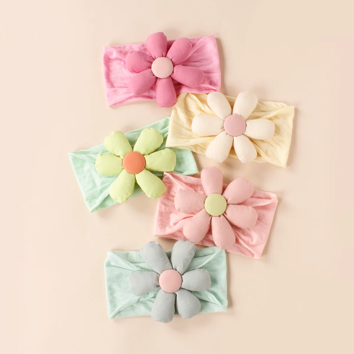 

Baby Girl big Flower Hair Rubber Bands For Kids Turban Toddler Princess headband Headwrap Newborn Photo Props Hair Accessories