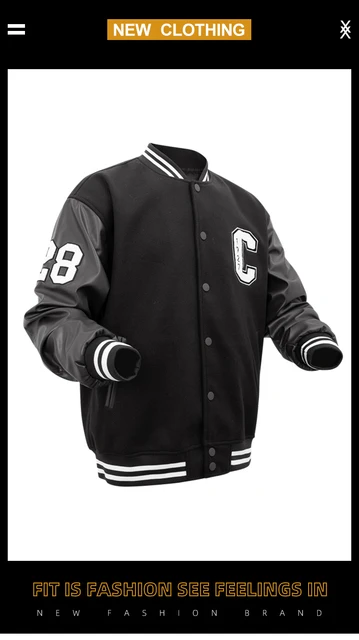Mens Varsity Jackets 'C' Embroidery Baseball Bomber Jacket