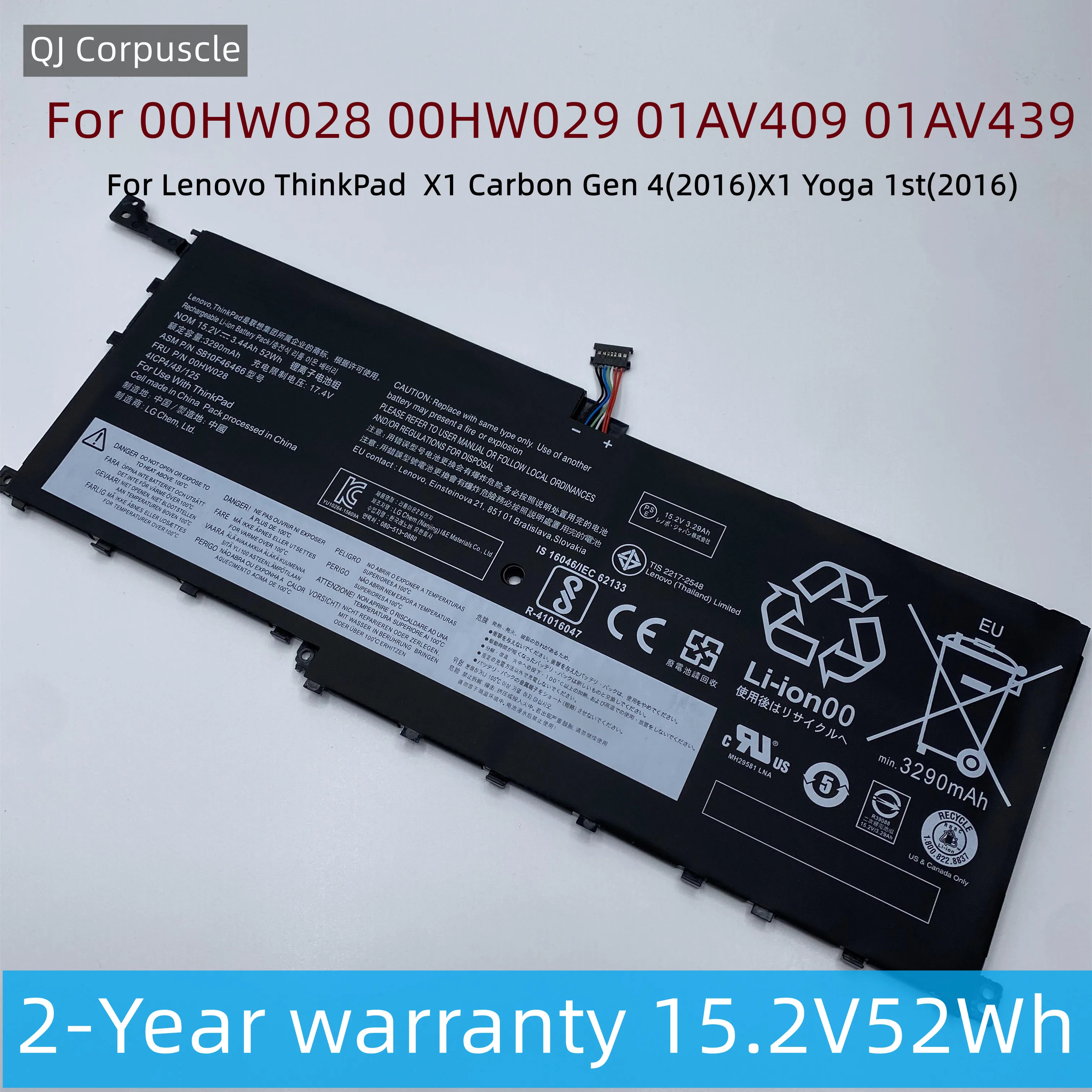 Bateria Original para Lenovo Thinkpad Nova Bateria para Lenovo Thinkpad x1 Carbono Gen 2023 x1 Yoga ° 2023 Sb10f4646467 52wh 00hw029 00hw028 01av439 01av409