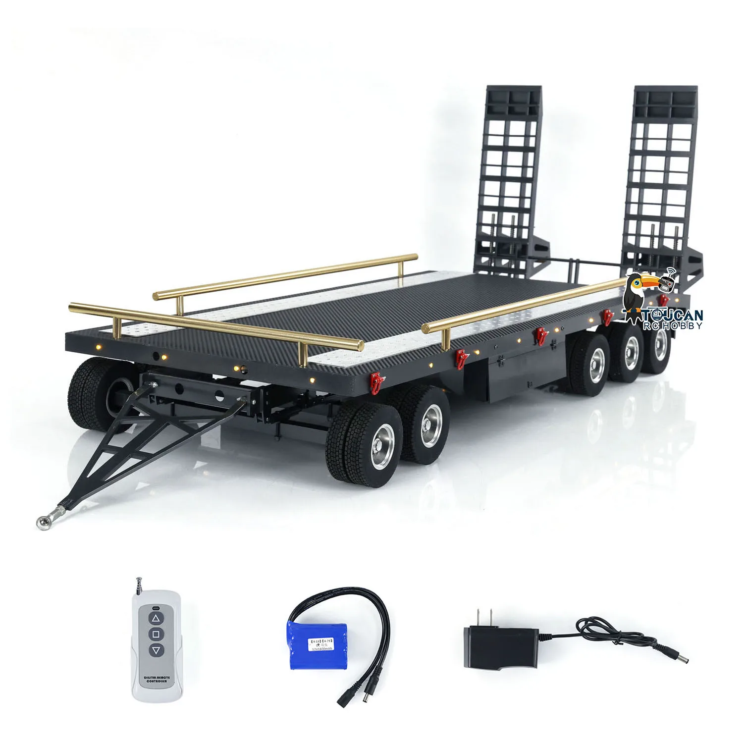 RC Metal Full Trailer 6 Axles 5 Axles for 1/8 1/10 1/12 1/14 RC Tractor Truck Excavator Crawler Car Remote Control Vehicle Model 5