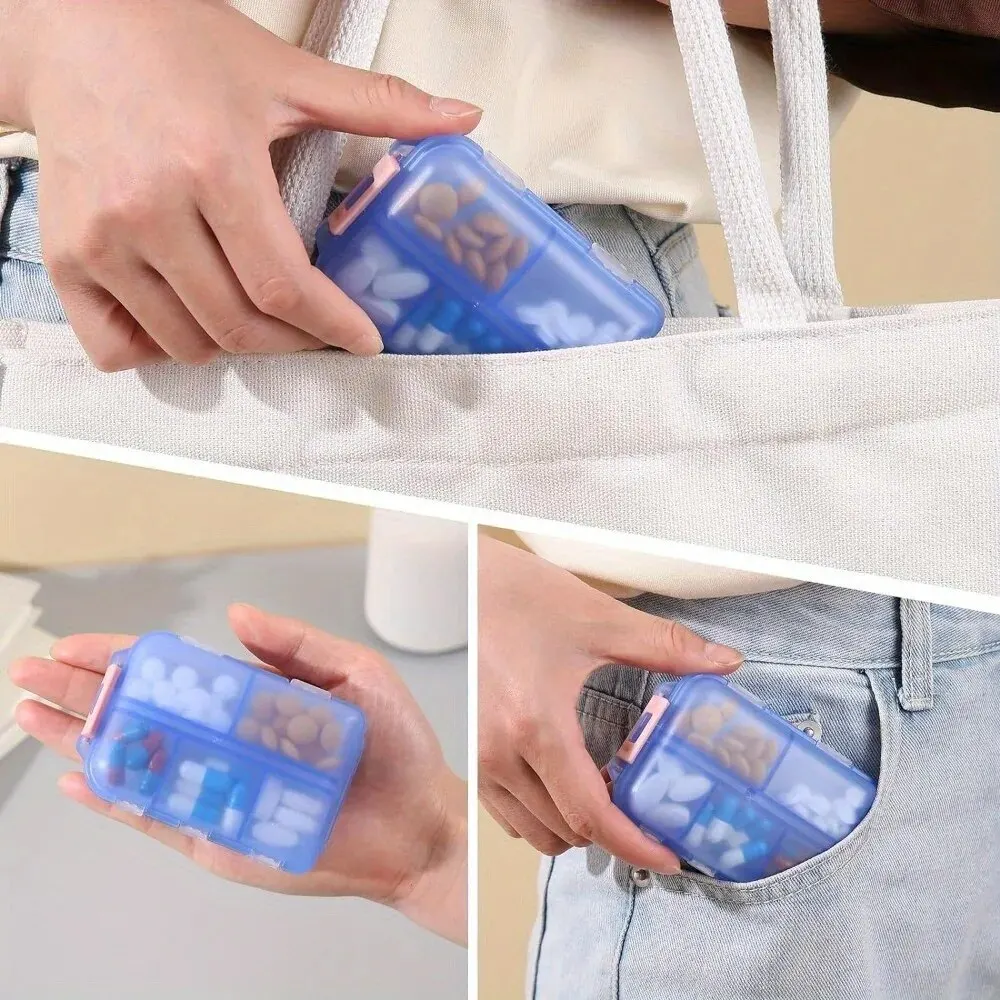 Portable Compact Pill Organizer with 10 Compartments and Customizable Medicine Stickers