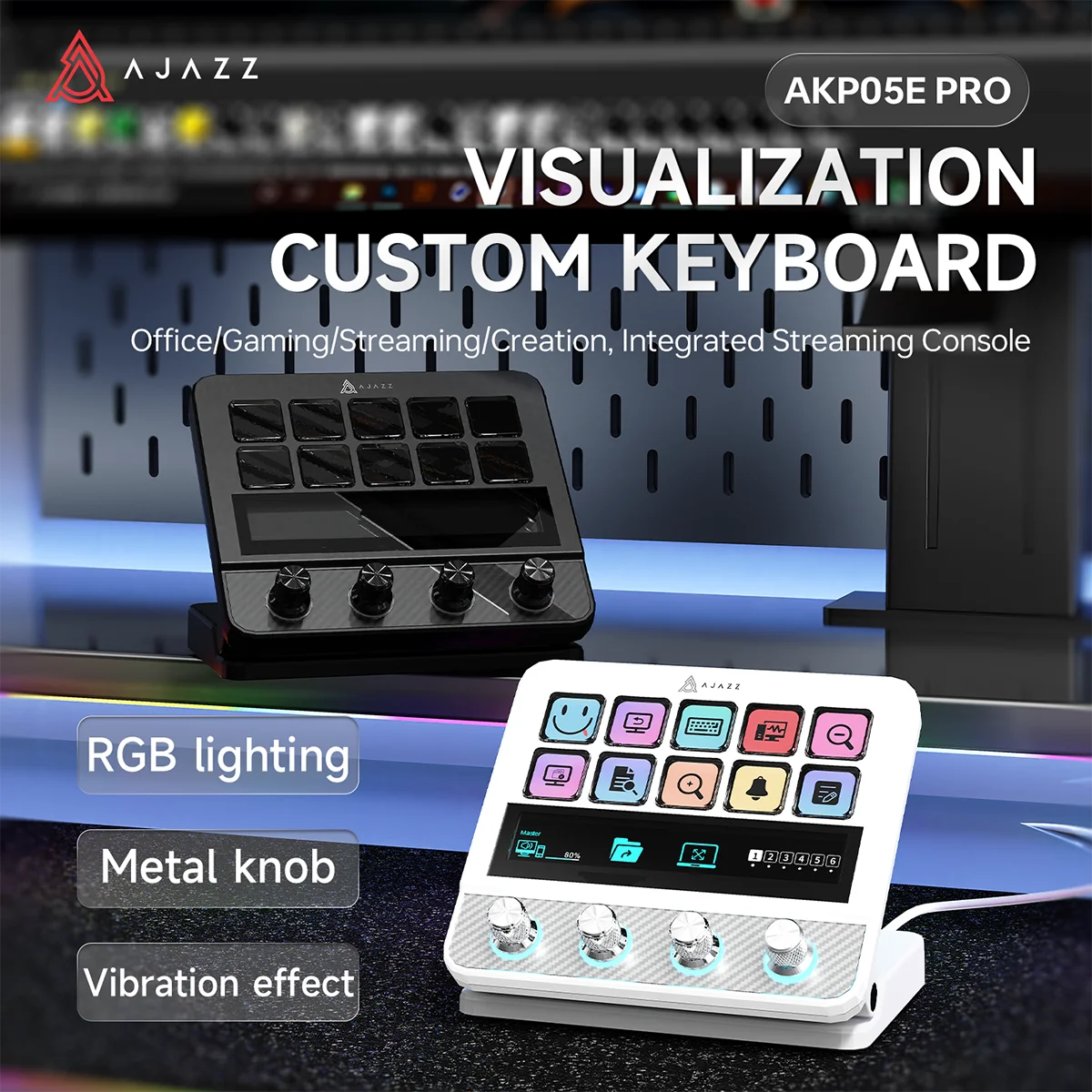 Ajazz AKP05E PRO Visual Macro Keyboard,Multi-Function Desktop