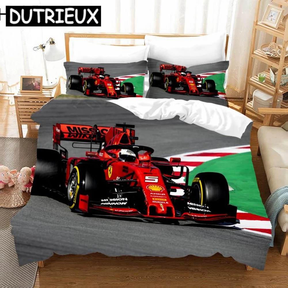 

Red Racing Car 3D Kids Boy Bedding Set F1 Game Racer Printing Duvet Cover 2/3pcs Bedclothes With Pillowcase Twin Full Bedspread