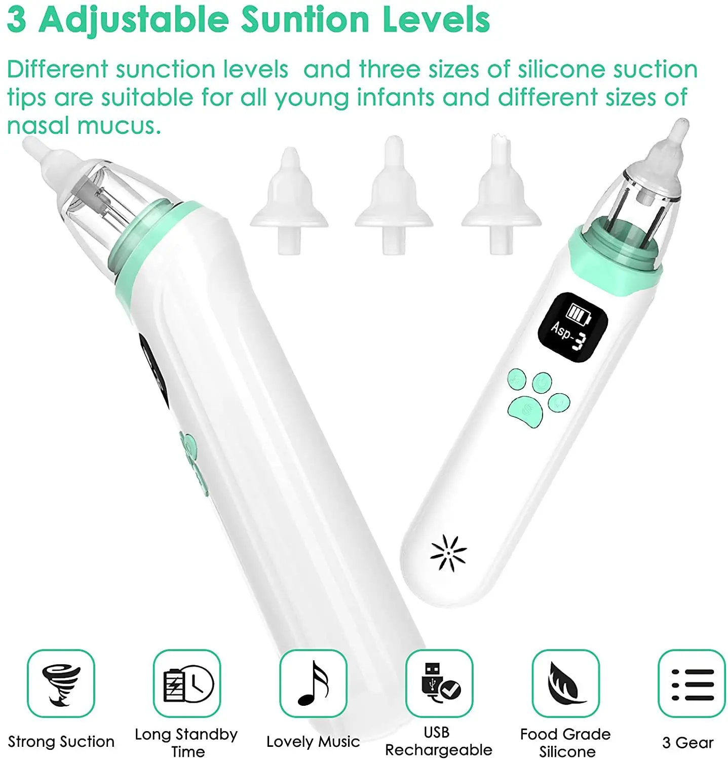 Electric Baby Nasal Vacuum Cleaner Infant Nasal Aspirator Newborn Hygiene Kit Mucus Runny Nose Inhaler Kids Healthy Care Stuff