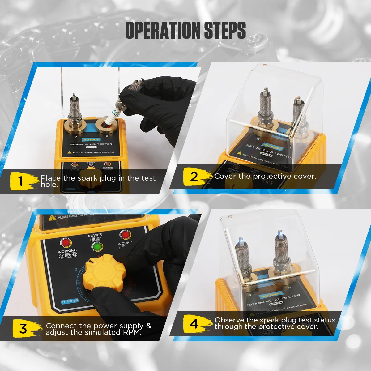 AUTOOL Spark Plug Tester - 12V Ignition Analyzer With 5 Holes & Adjustable Height, 3-Year Warranty 1 thumbnail image