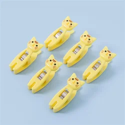 Whimsical Cartoon Cat Multipurpose Clips - Set of 6 (Yellow)