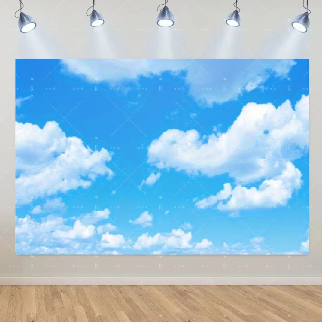 Blauer Himmel, weiße Wolken, Hintergrund, natürliche Landschaft, Heimparty-Dekoration, Hintergrund, Porträtfotografie, Banner, Babyparty-Requisiten – Detail 6