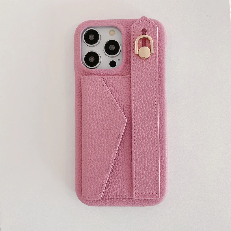 Luxurious Leather Wrist Strap Wallet Case with Card Holder