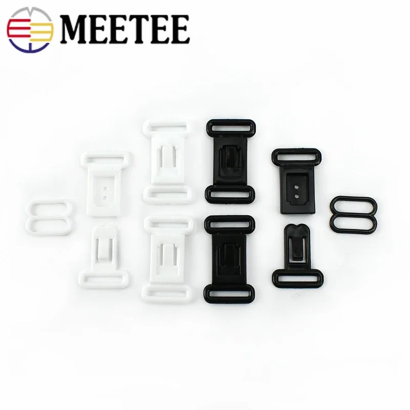 Meetee 50/100Sets 12.5mm Plastic Adjustable Buckles O Ring Hooks Bow Tie  Buckle for Bra Underwear Clasps Sewing Accessories