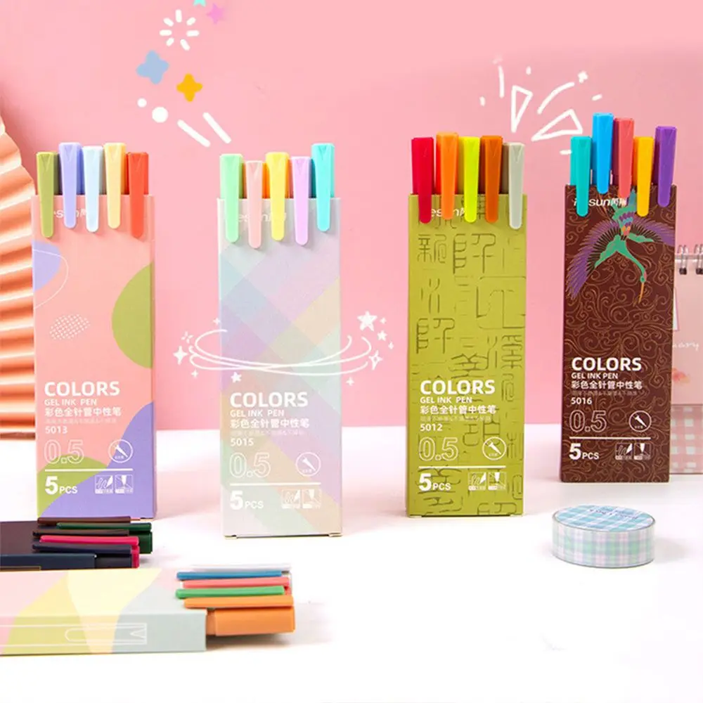 

0.5mm 5 Colors Student Gifts Office Supplies Stationary Writing Gel Pen Marker pen Set Signing Pen Color pen