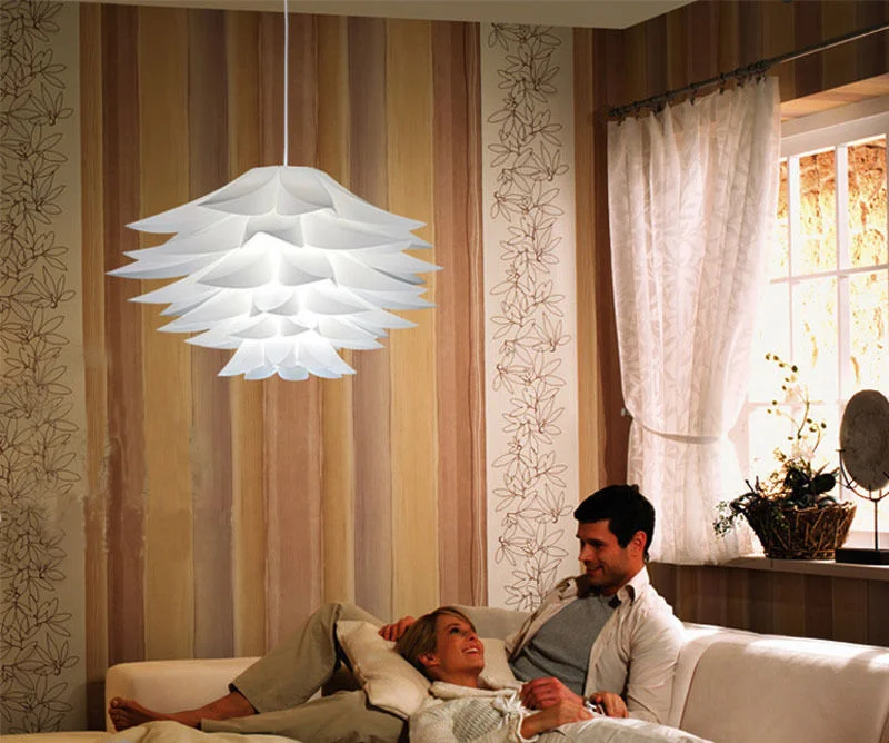 

Lantern Lamp Shade Lotus Chandelier Wrinkle IQ PP Ceiling Pendant Puzzle Light Lampshade