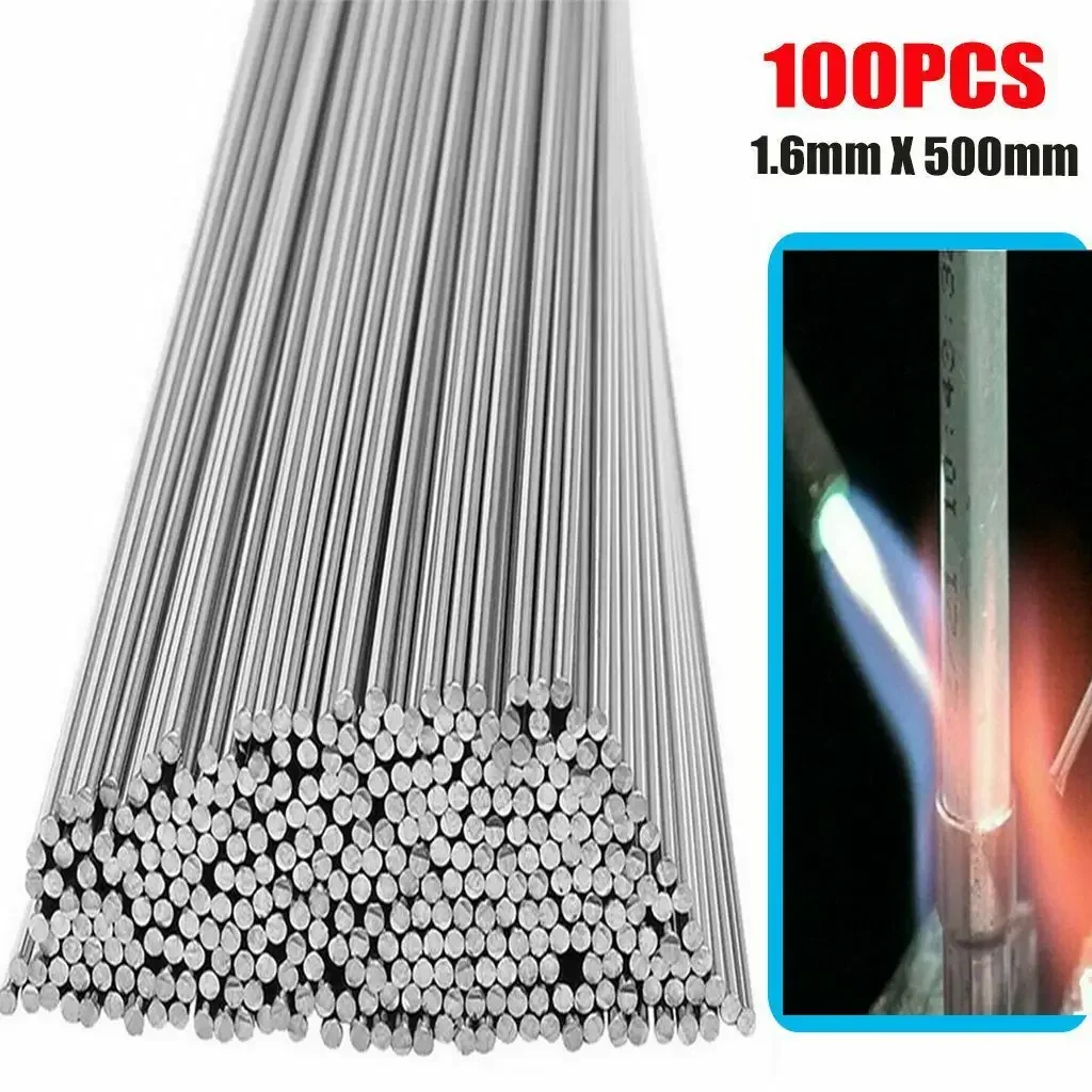 

100pcs Aluminum Solution Easy Aluminum Welding Rods Low Temperature Flux-Cored Rods Wire Brazing Rod 1.6MM X 50CM