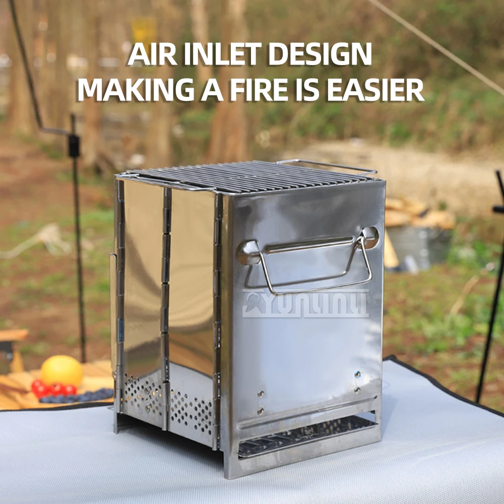 Folding Stainless Steel Stove Portable Multifunction Mini Camping Stove Outdoor Barbecue BBQ Accessories 4