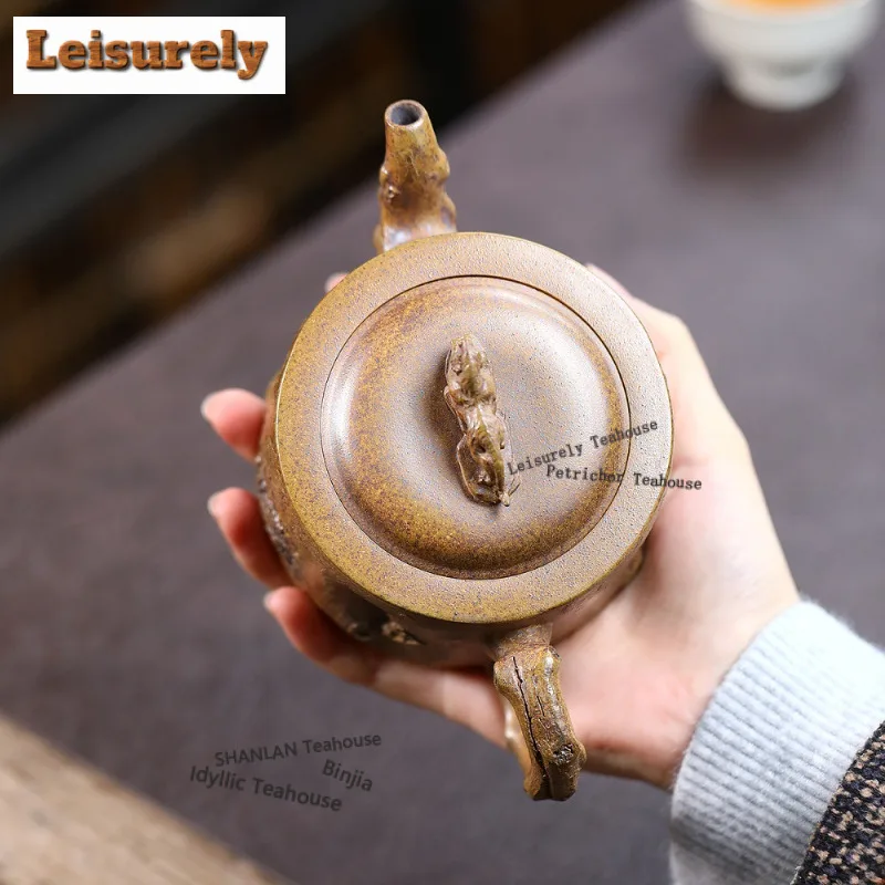 260ml Yixing Purple Clay Teapots Handmade leopard Pot Raw Ore wood-fired porcelain Tea Brewing Kettle with Infuser Zisha Tea Set
