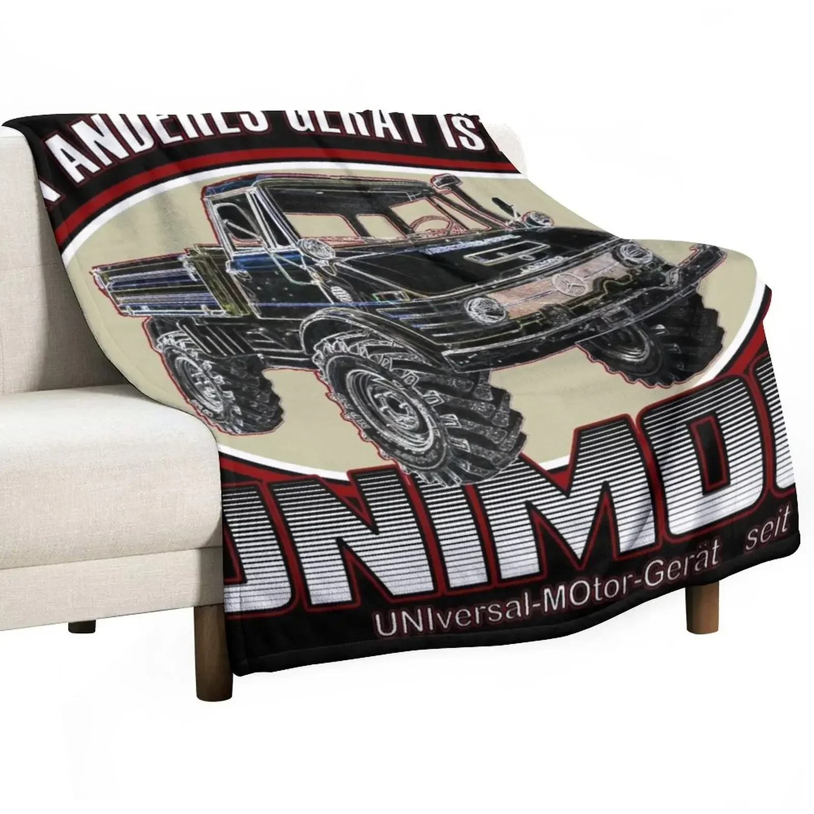 

Mein Anderes Gert ist ein UNIMOG (My other car is a UNIMOG - German) - on black Throw Blanket Nap Fashion Sofas Blankets
