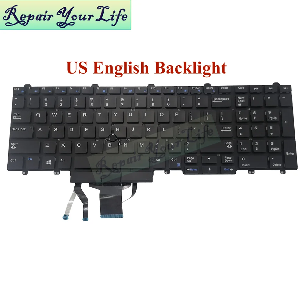 Teclado Retroiluminado para Dell Latitude E5550 us Inglês E5570 E5580 5590 M7510 M7520 M5520 M7720 Novo